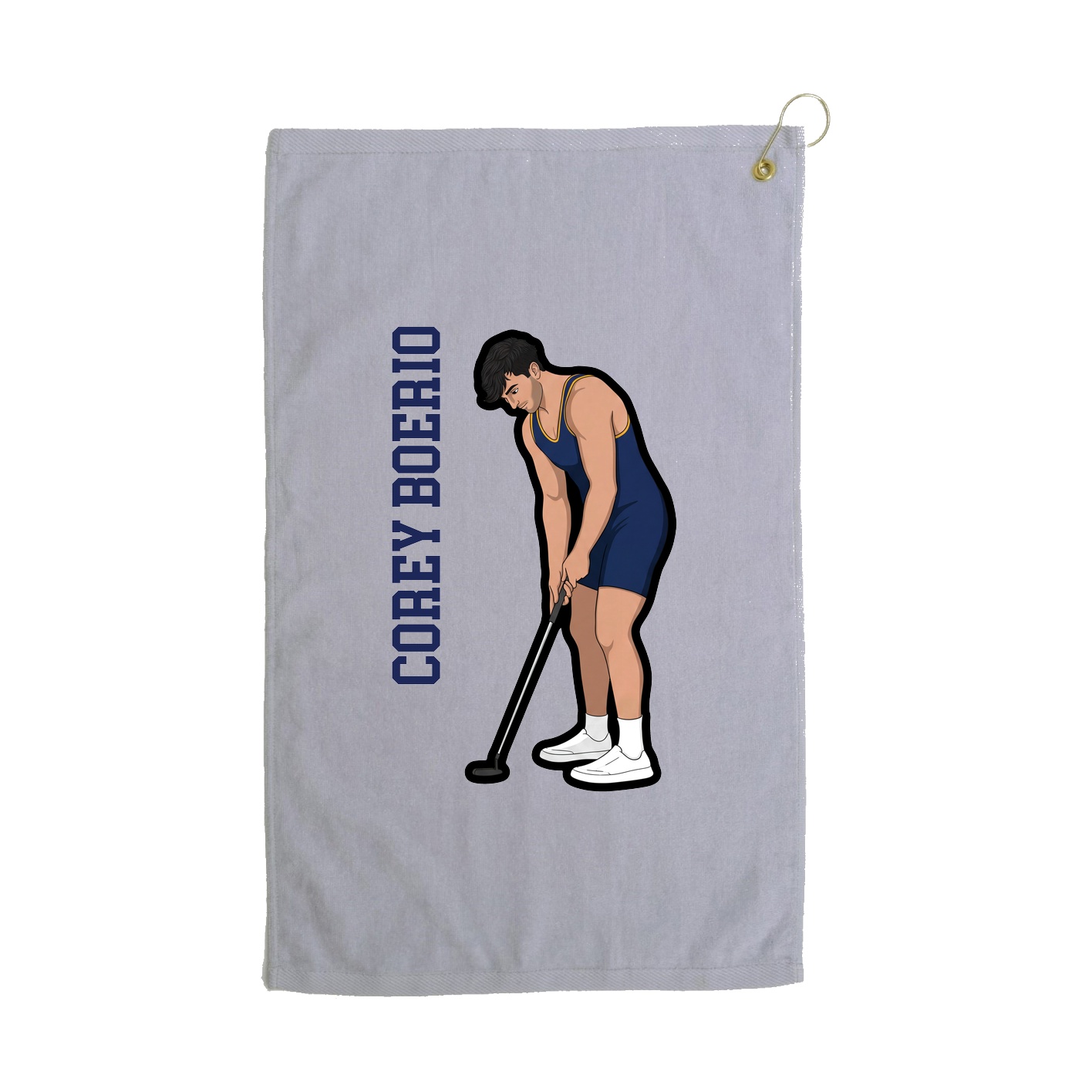 Golf Towel — Name Vertical in Grey