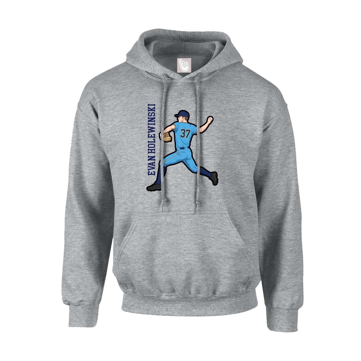 Youth Hoodie — Name Vertical in Grey