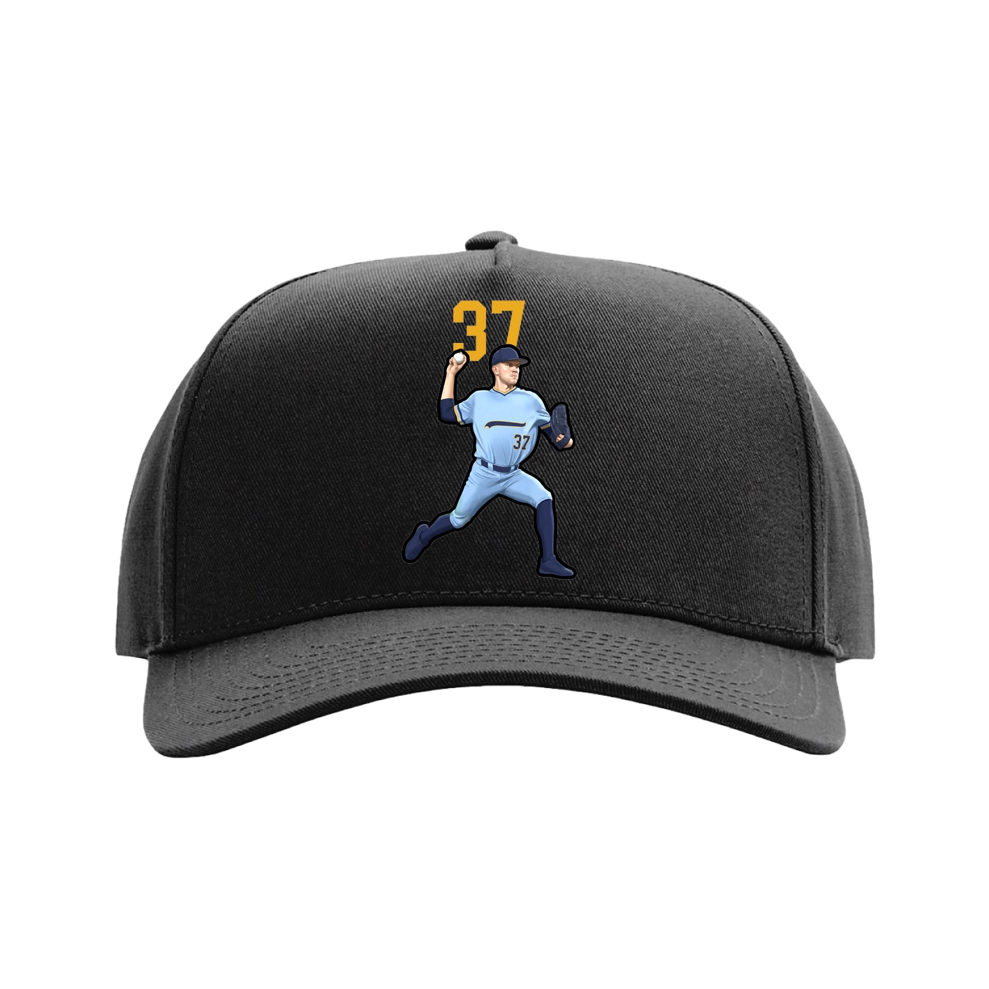 Full Fabric Five-Panel Champ Cap — Number Top in Black