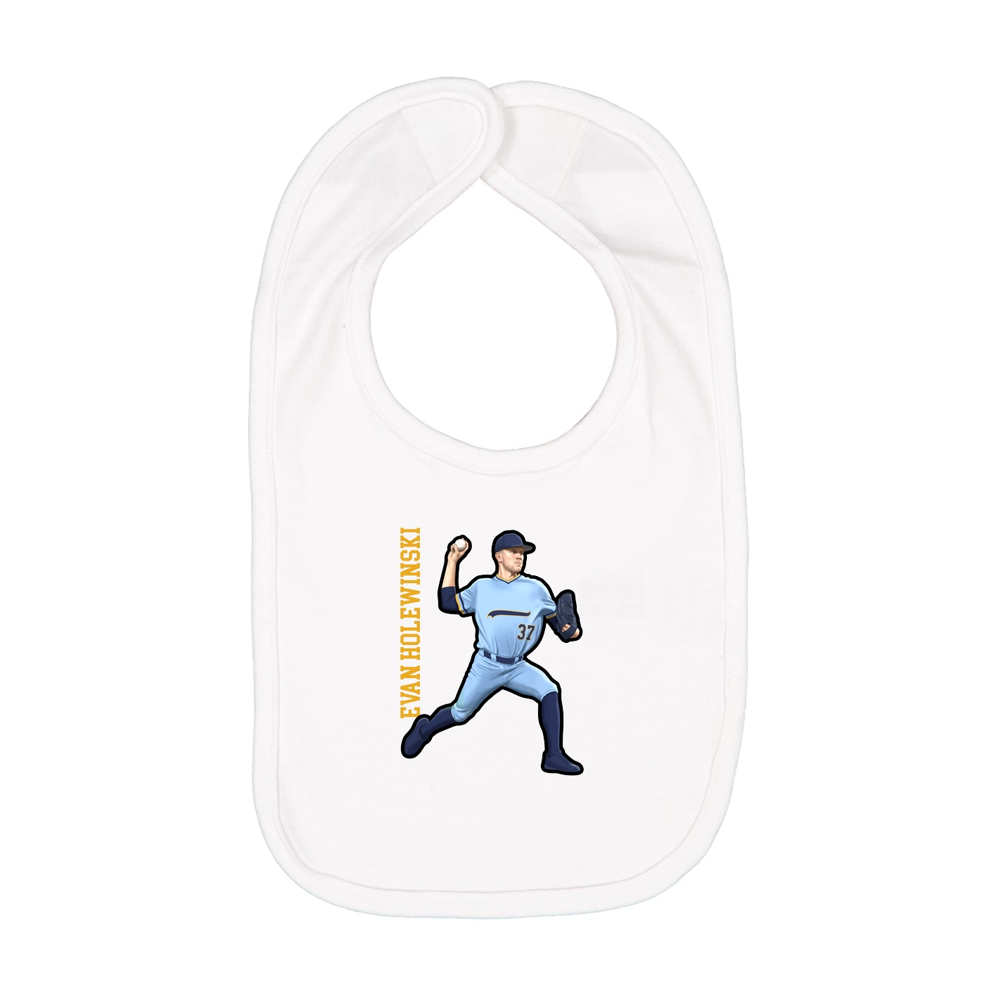 Infant Bib — Name Vertical in White