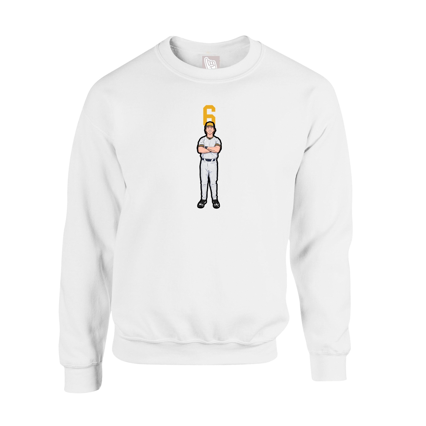 Fleece Crew — Number Top in White