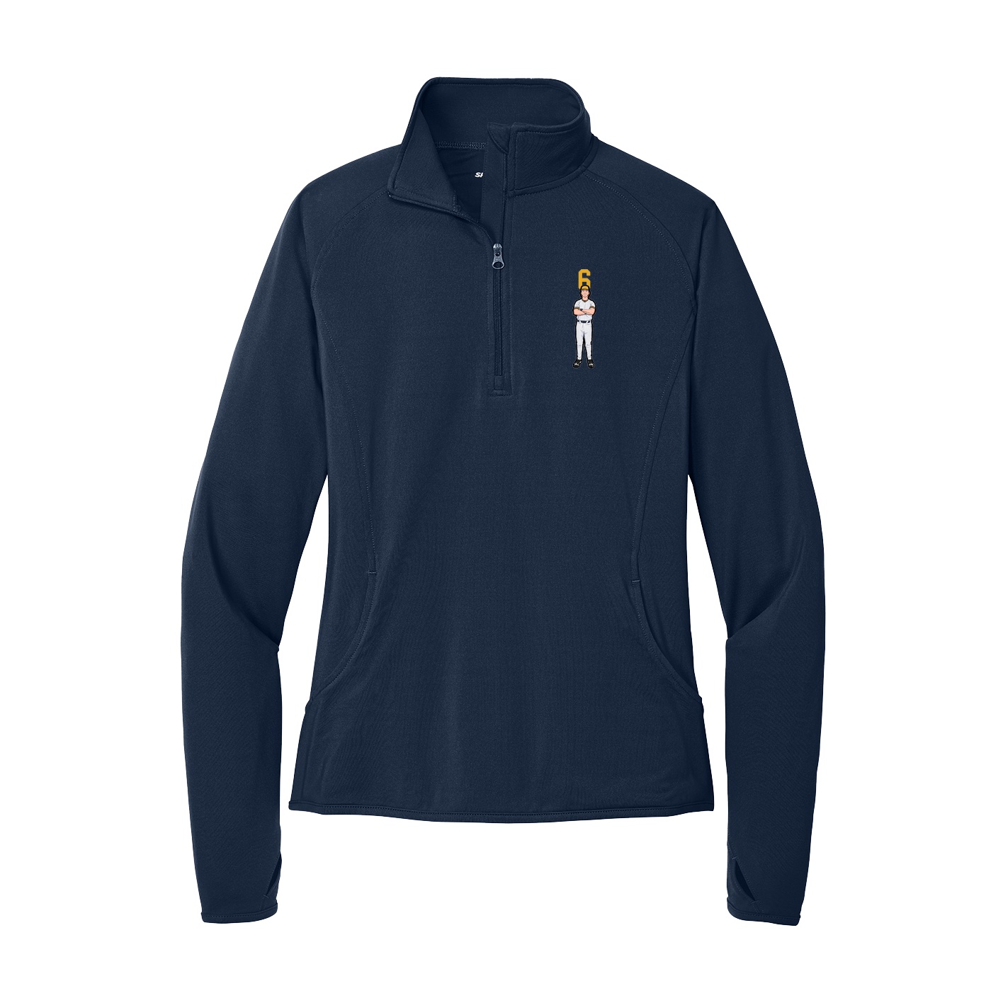 Women's Q-Zip Pullover — Number Top in Navy