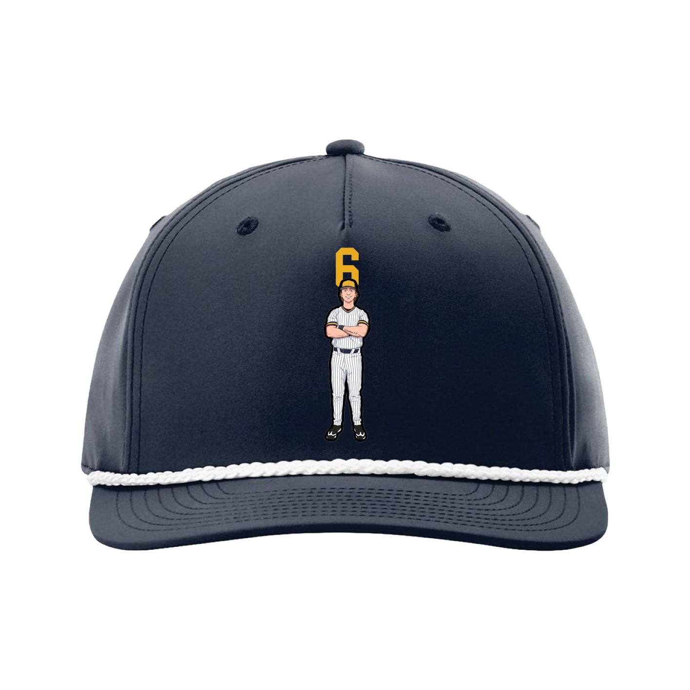 Five-Panel Classic Rope Cap — Number Top in Navy