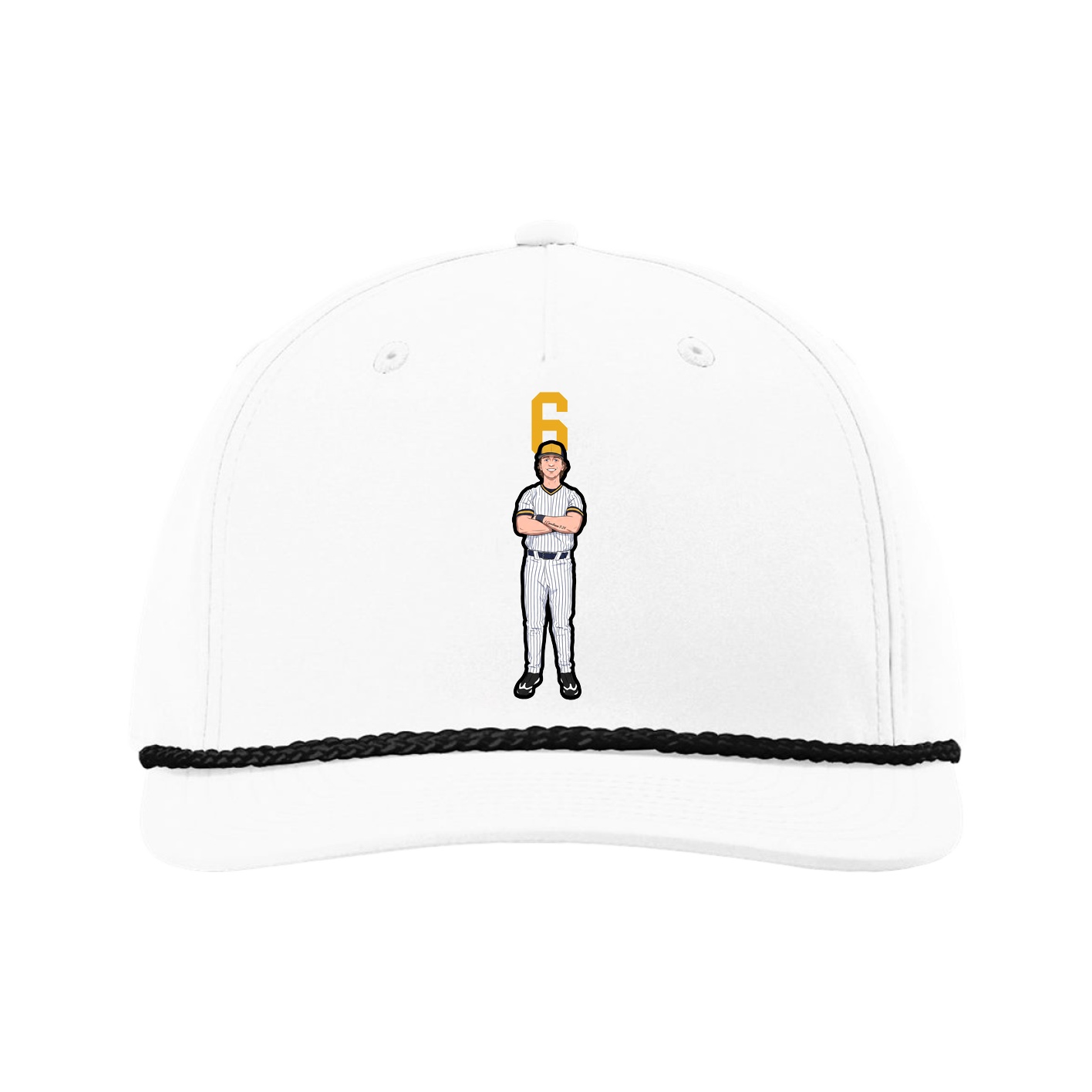Five-Panel Classic Rope Cap — Number Top in White