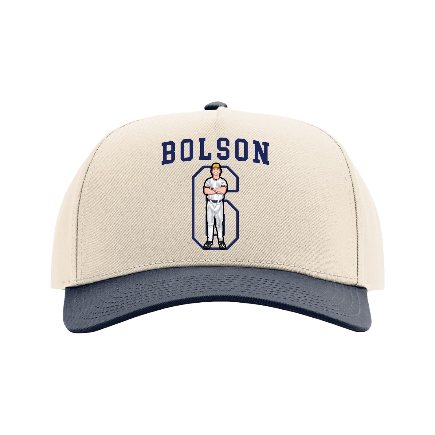 Full Fabric Five-Panel Champ Cap — Shirsey in Cream/Navy