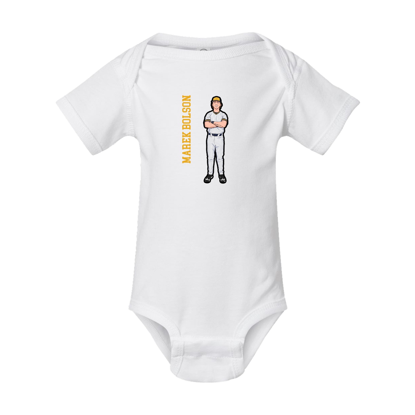 Baby Onesie — Name Vertical in White