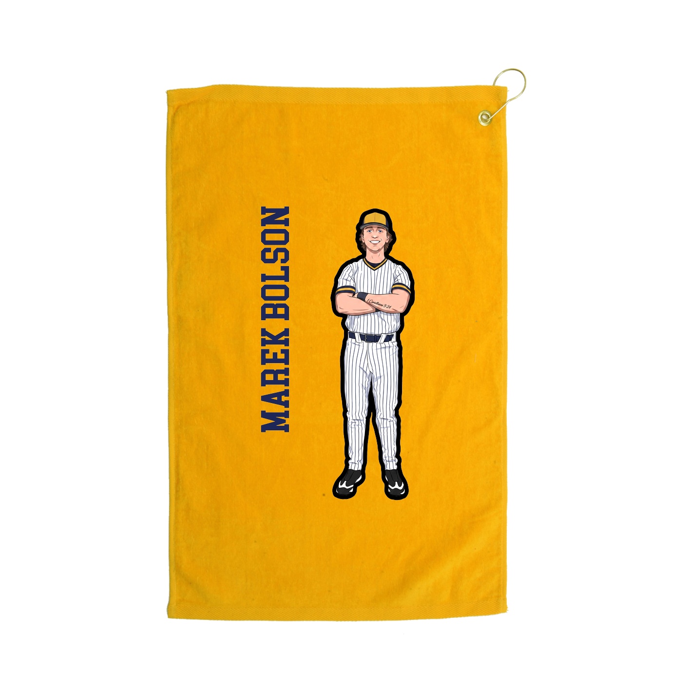 Golf Towel — Name Vertical in Gold