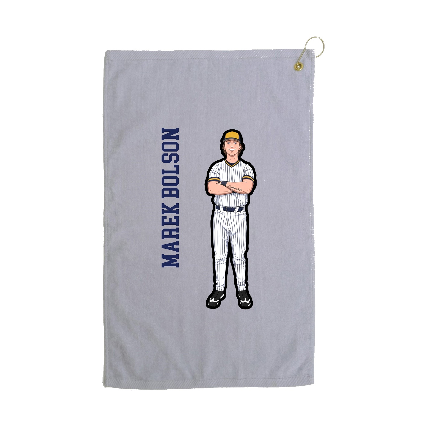 Golf Towel — Name Vertical in Grey