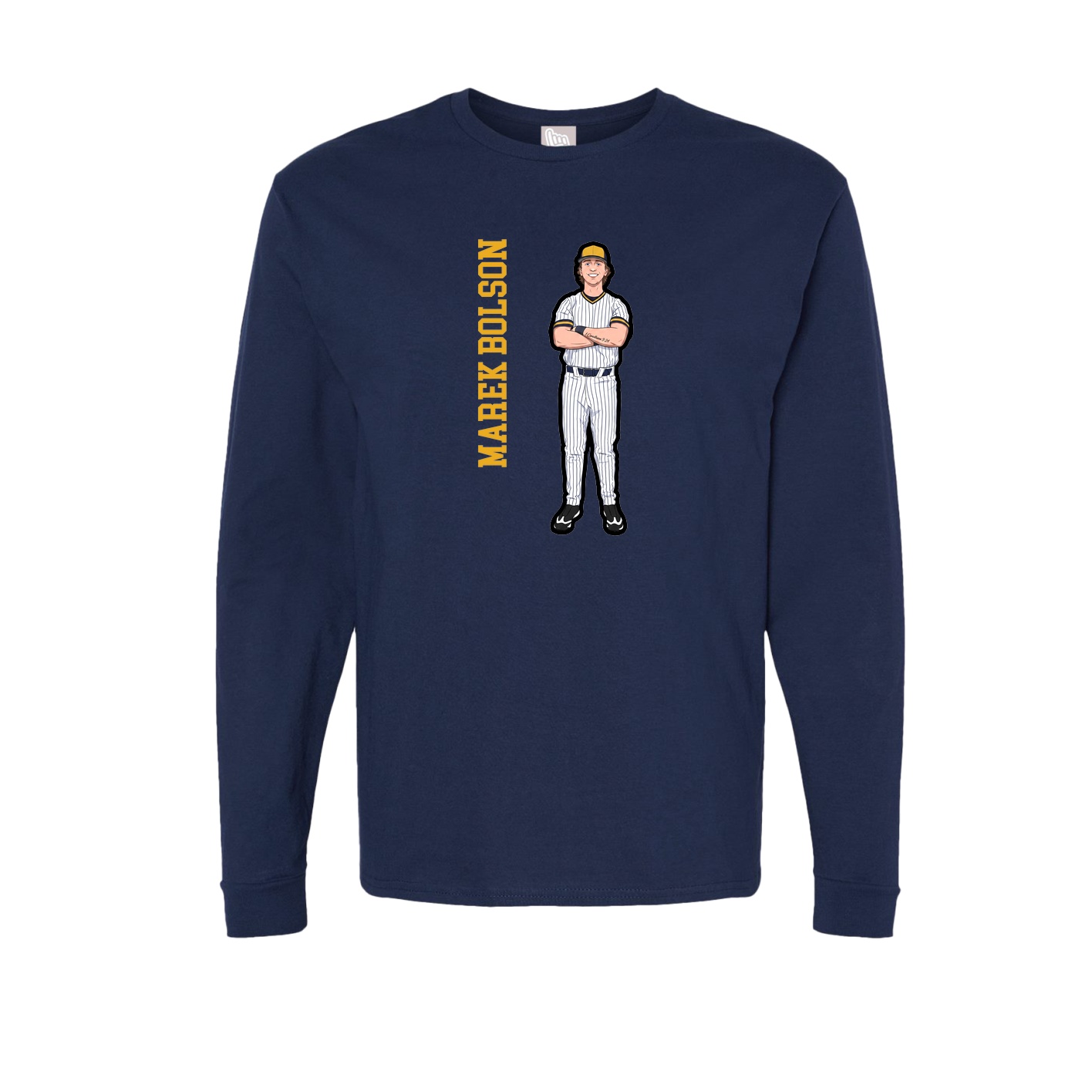 Long Sleeve Tee — Name Vertical in Navy