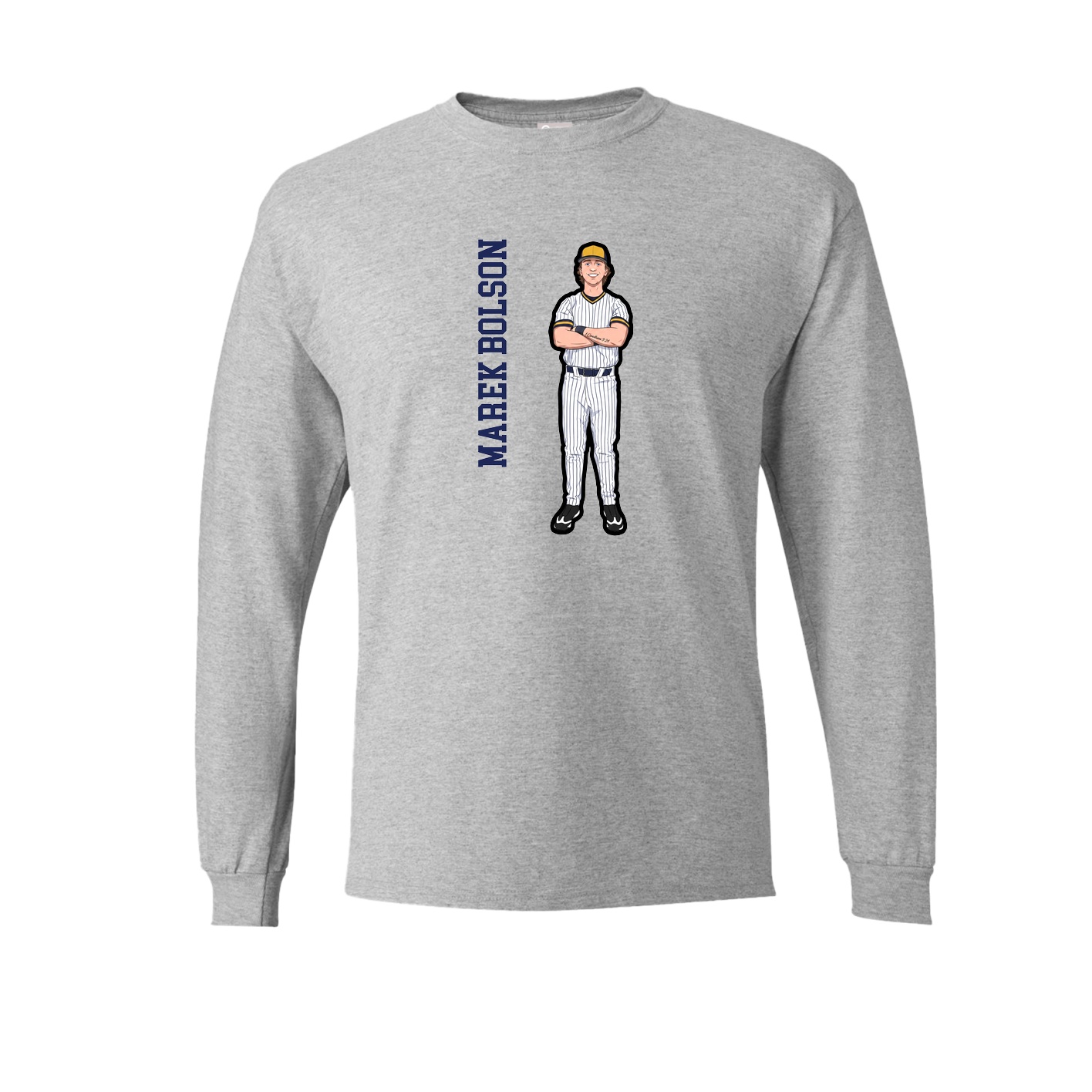 Long Sleeve Tee — Name Vertical in Grey
