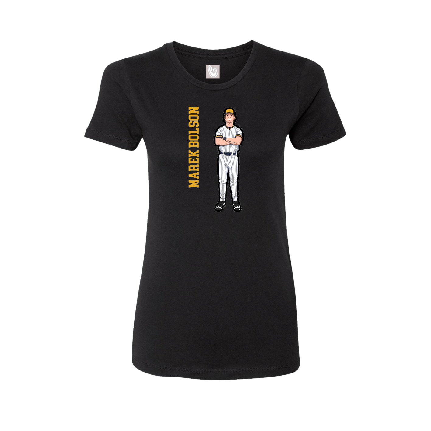 Womens Tee — Name Vertical in Black