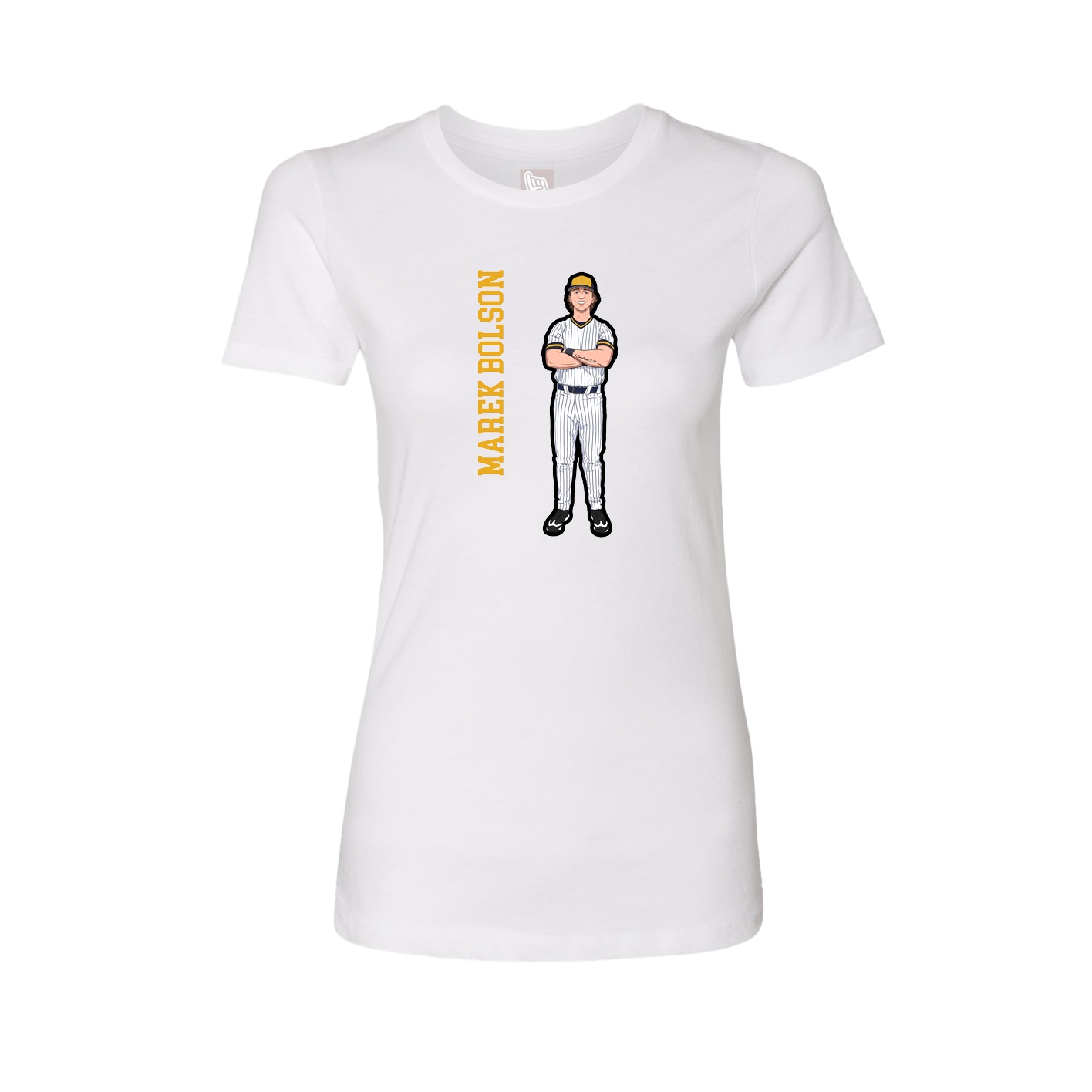 Womens Tee — Name Vertical in White