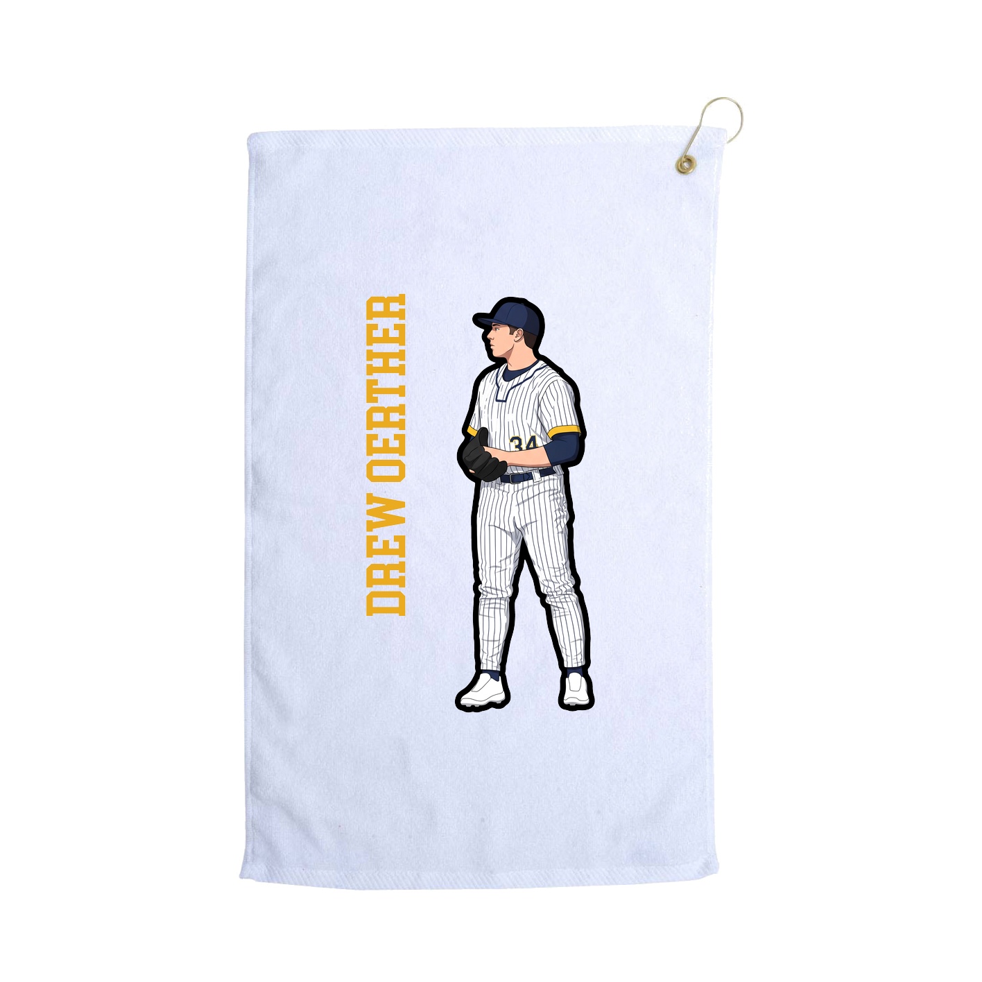 Golf Towel — Name Vertical in White