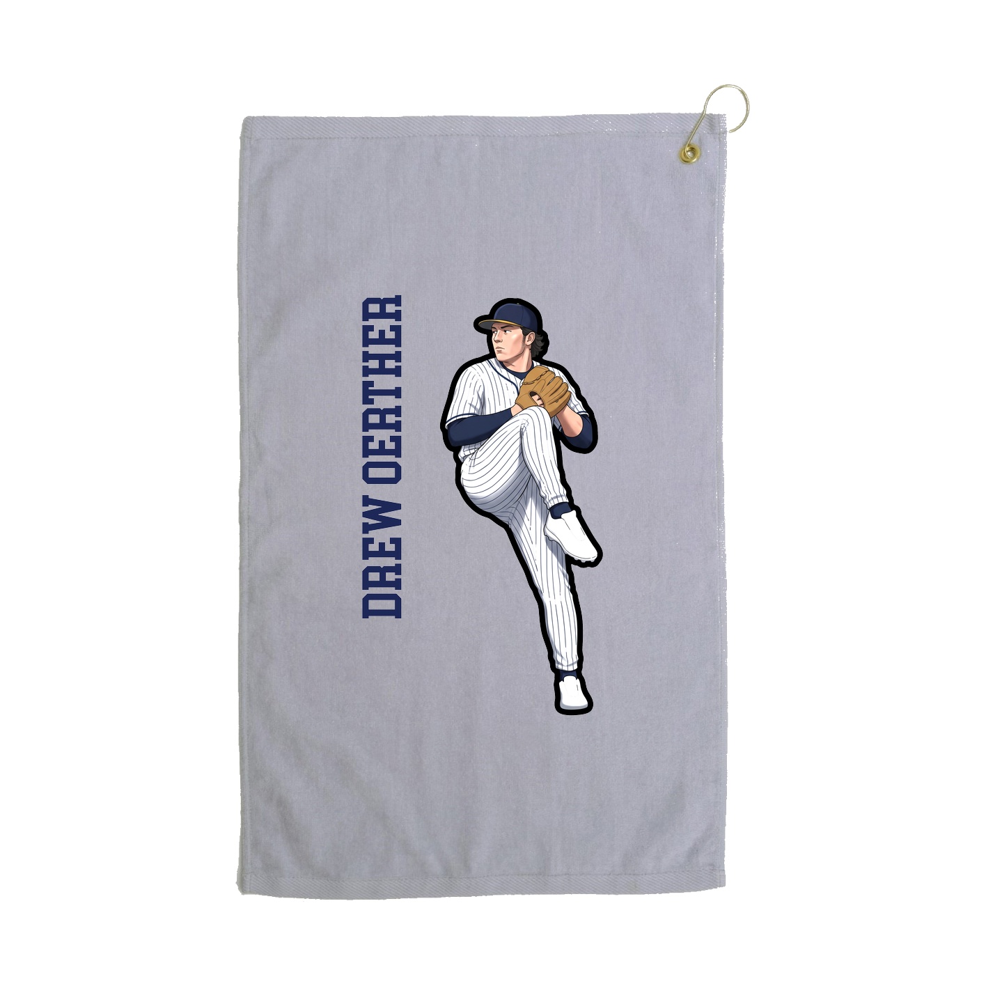 Golf Towel — Name Vertical in Grey