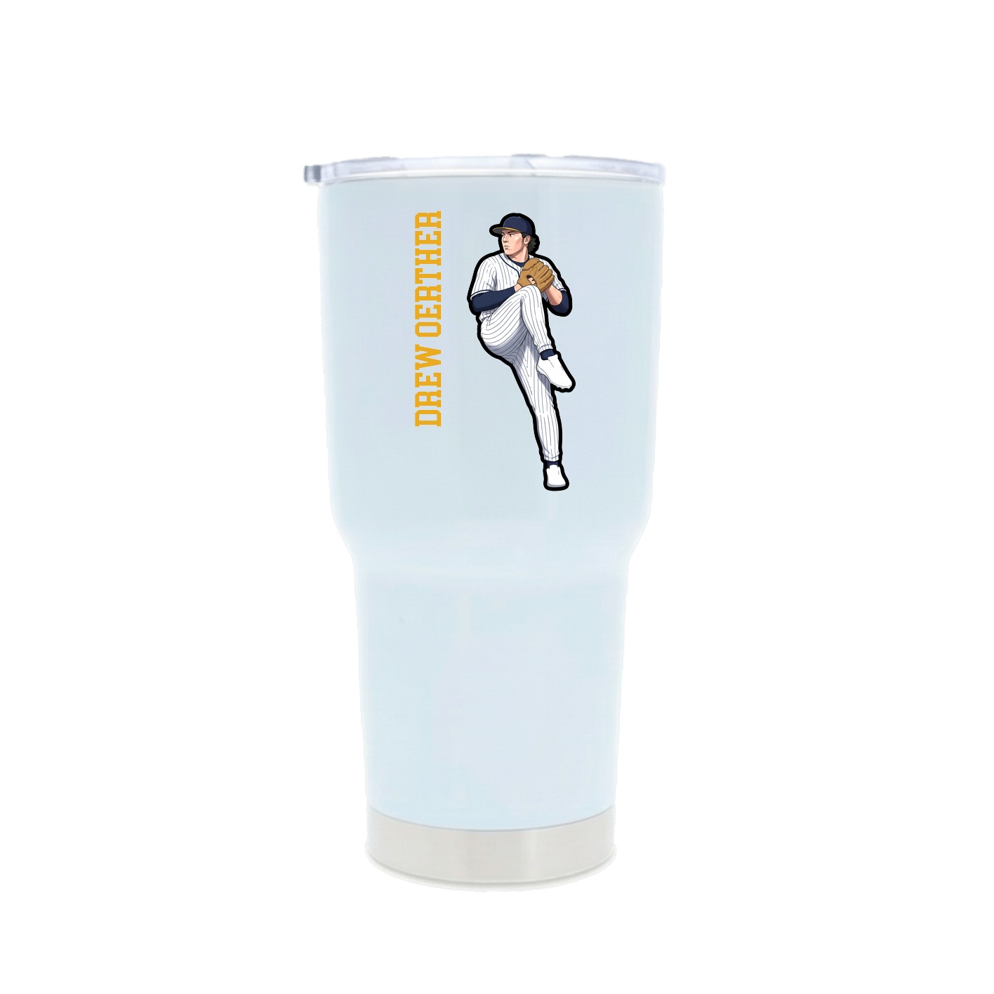 30oz Stainless Steel Tumbler — Name Vertical in White