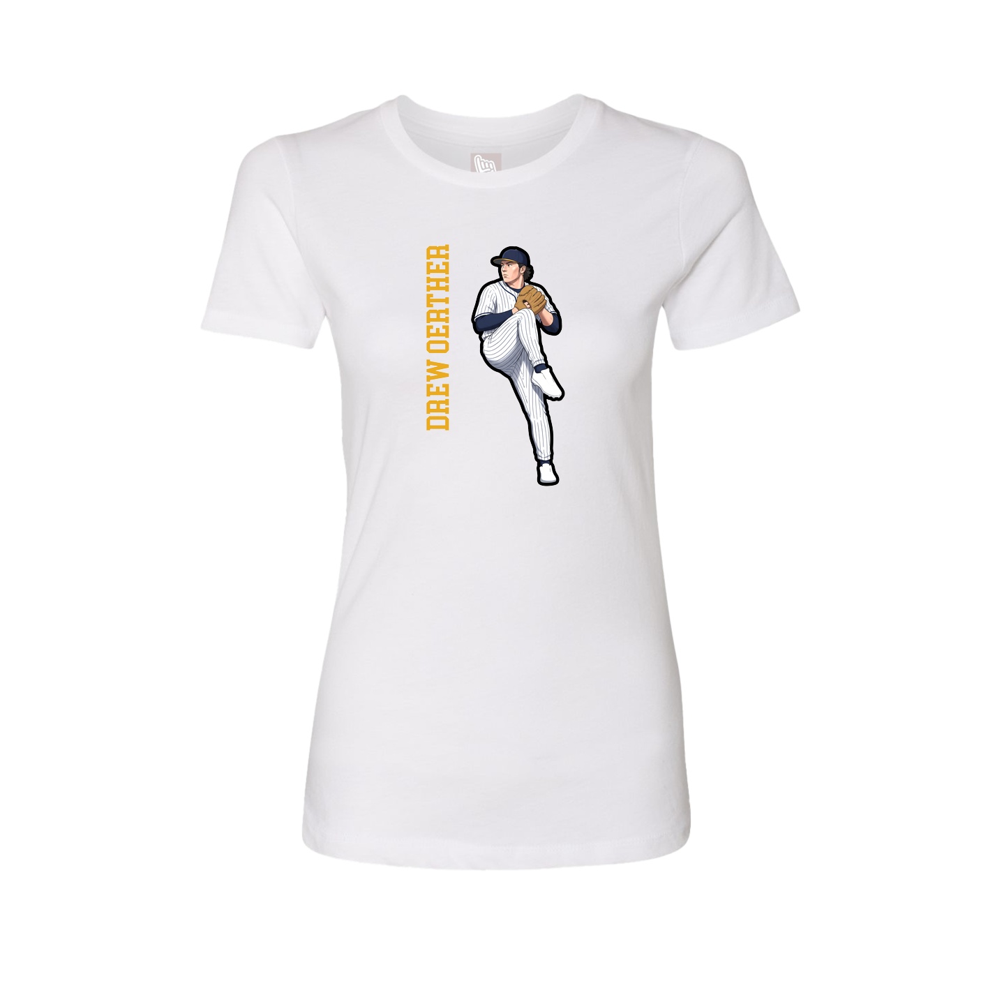Fitted Women's Tee — Name Vertical in White