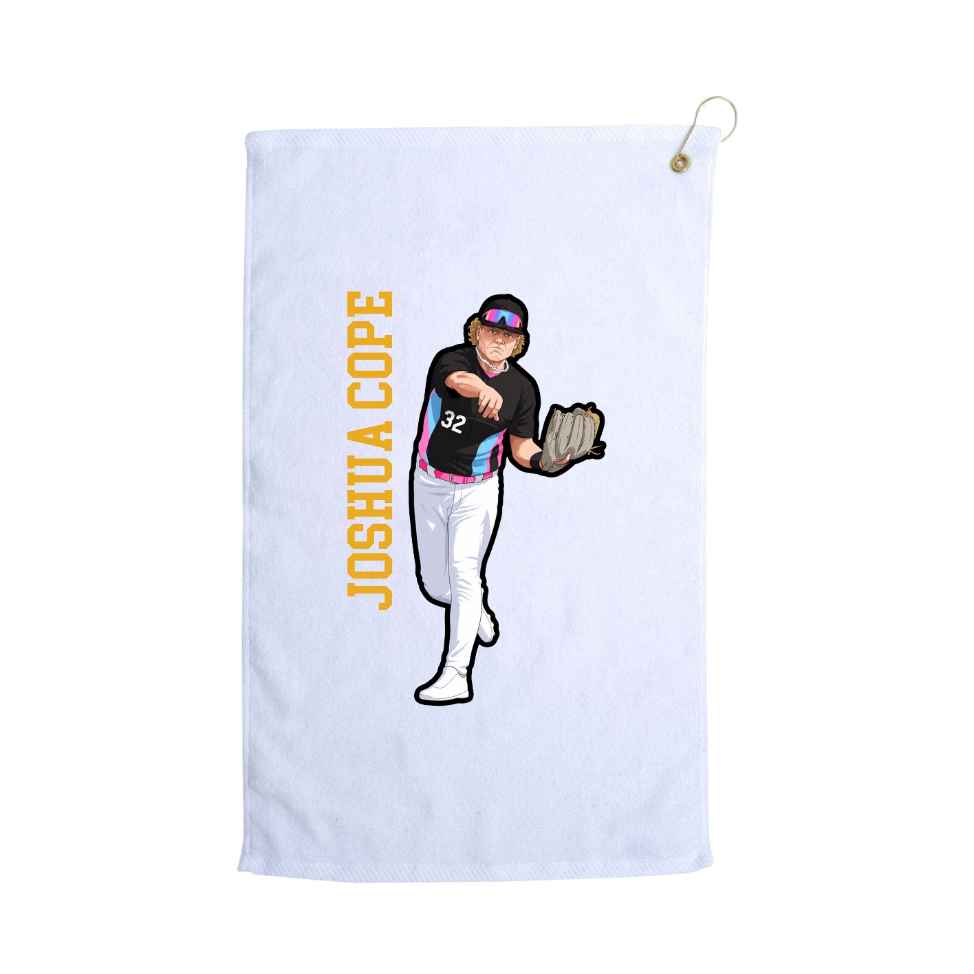 Golf Towel — Name Vertical in White