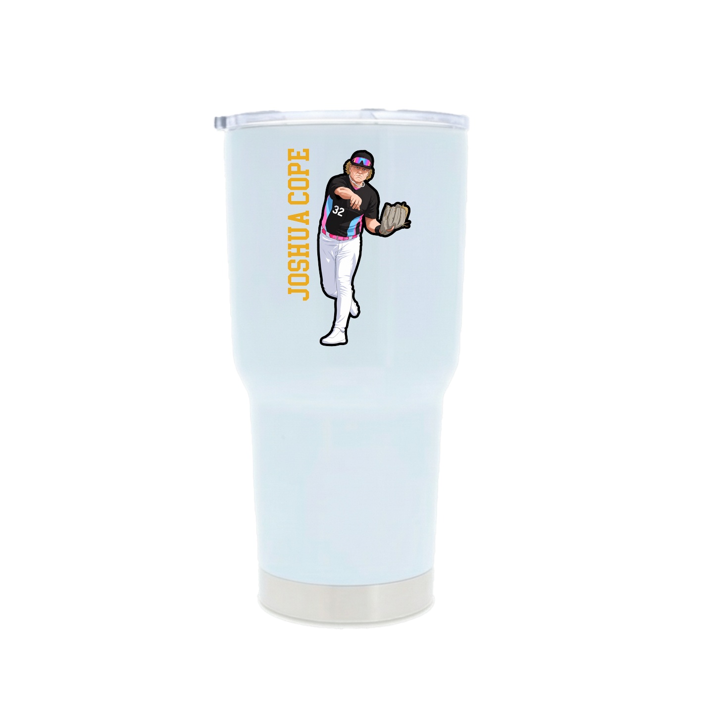 30oz Stainless Steel Tumbler — Name Vertical in White