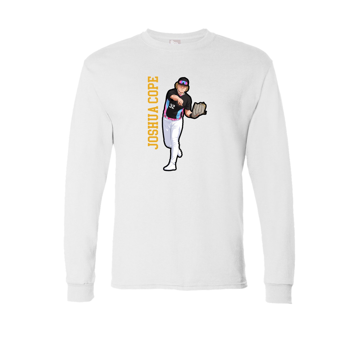 Long Sleeve Tee — Name Vertical in White