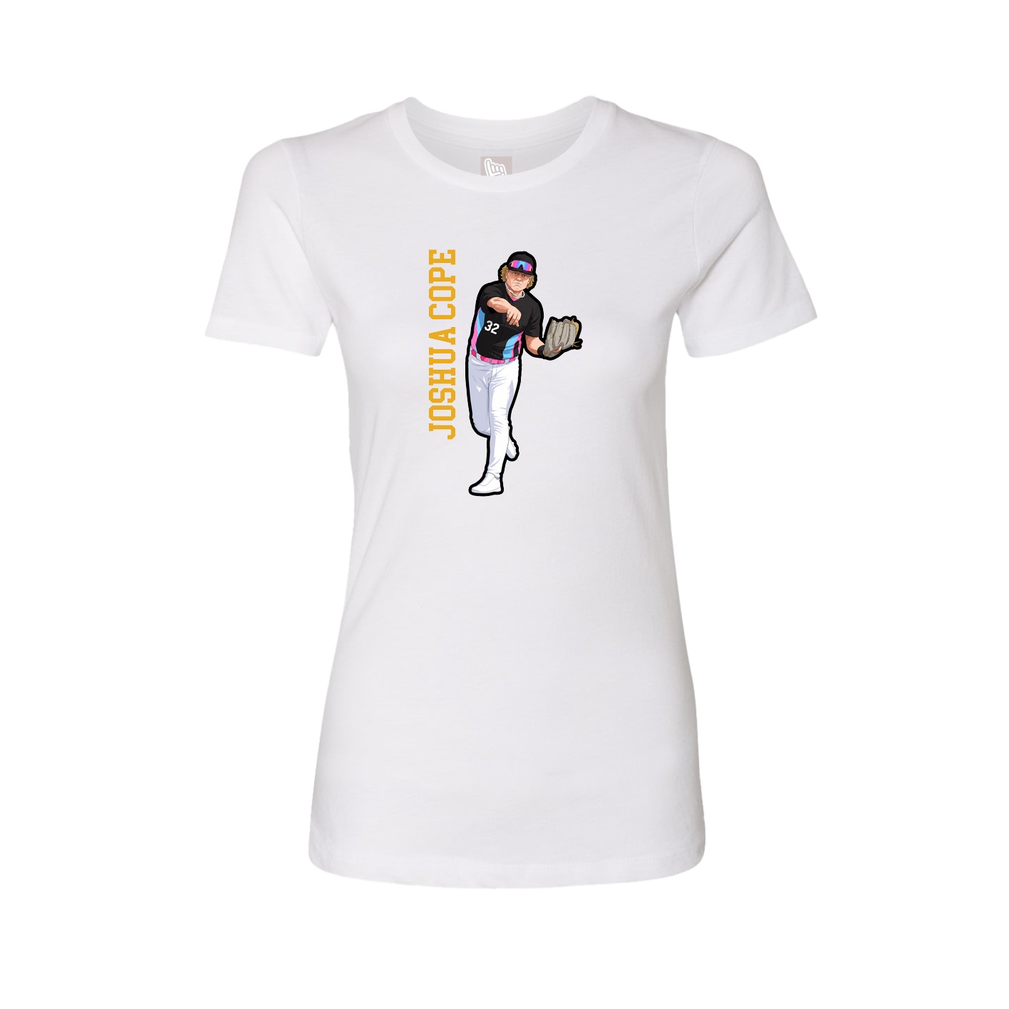 Fitted Women's Tee — Name Vertical in White