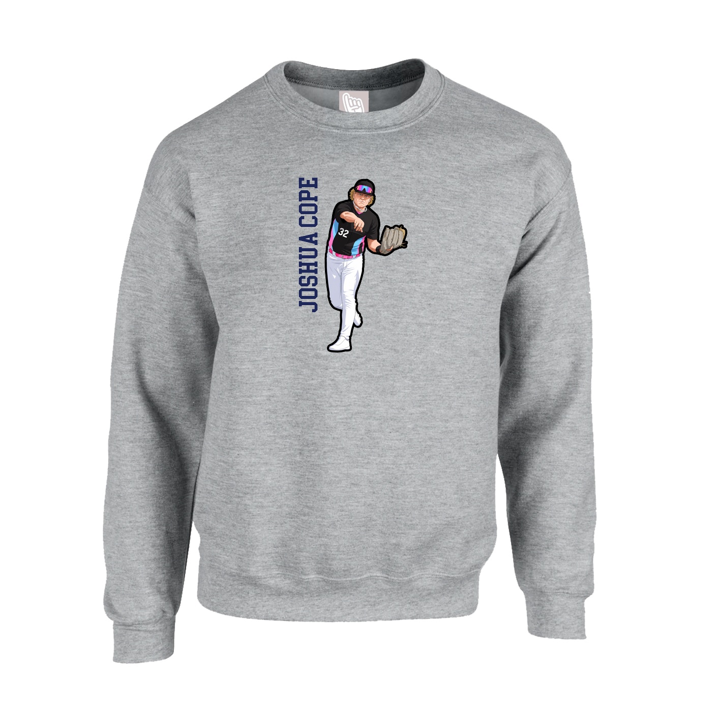 Fleece Crew — Name Vertical in Grey