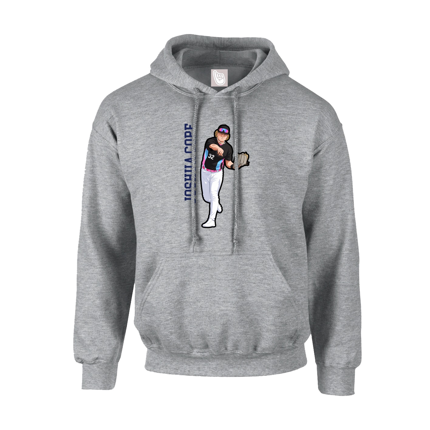 Youth Hoodie — Name Vertical in Grey