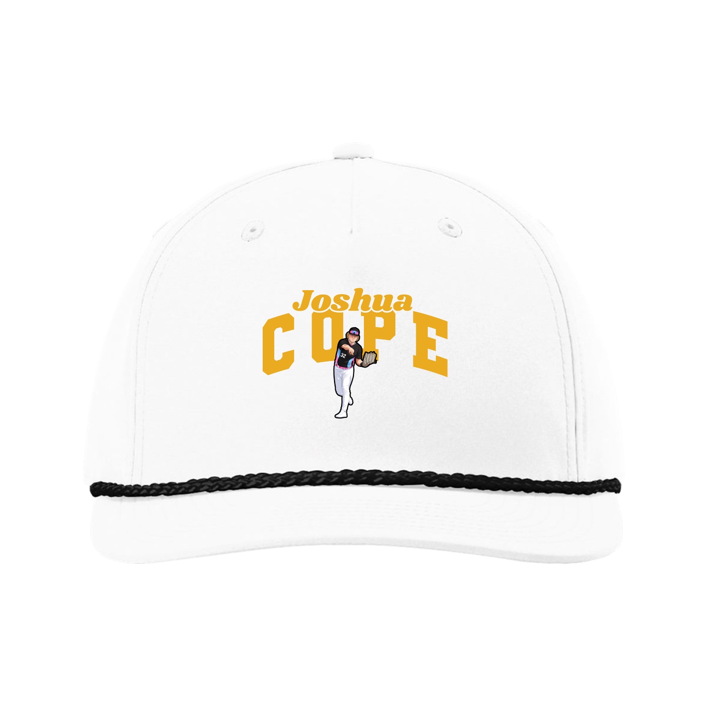 Five-Panel Classic Rope Cap — Signature Arch in White