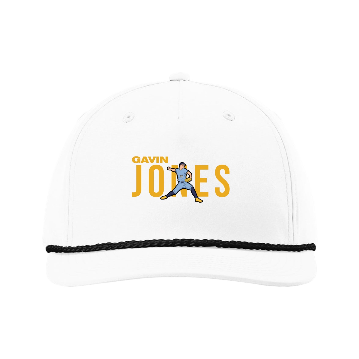 Five-Panel Classic Rope Cap — Player Name in White