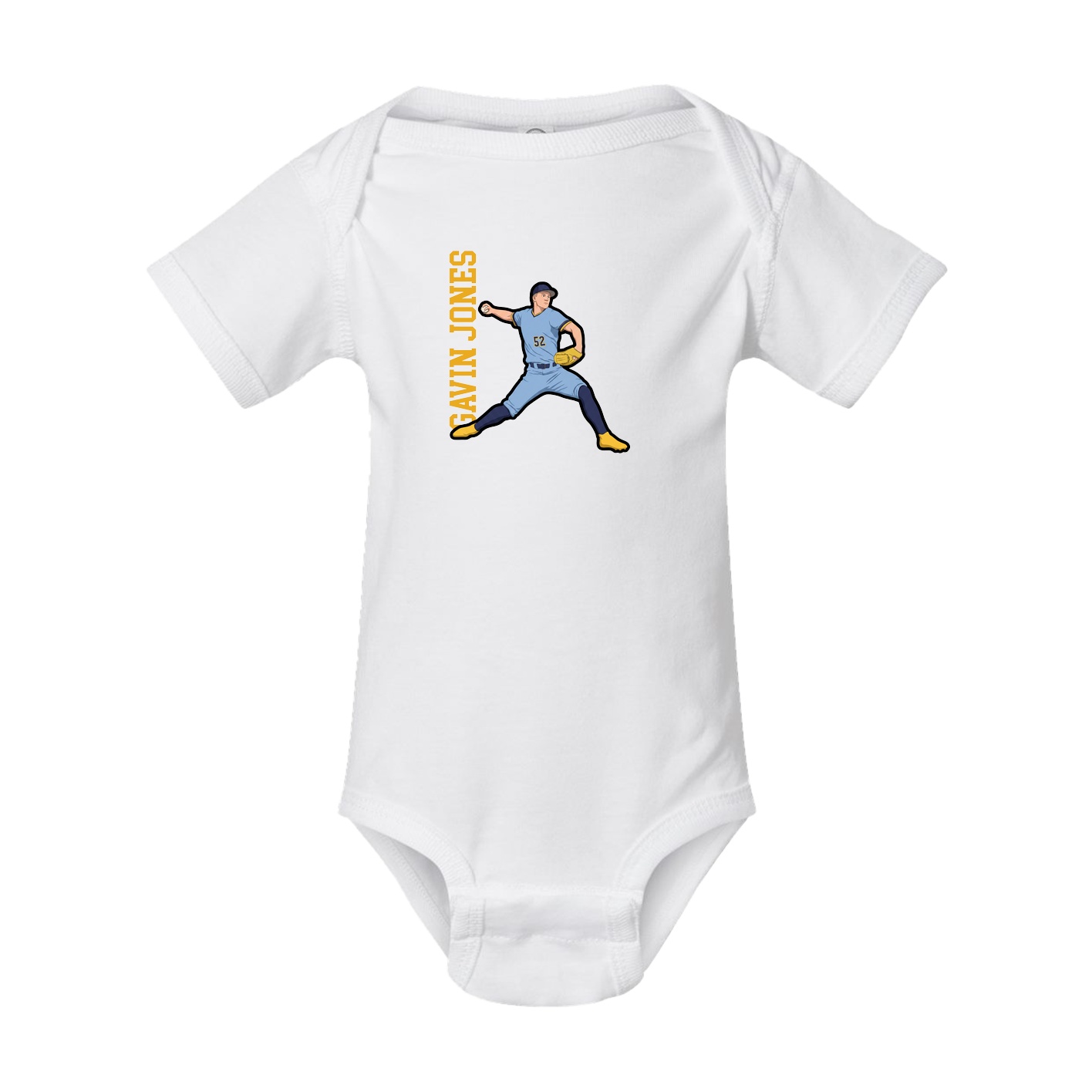 Baby Onesie — Name Vertical in White