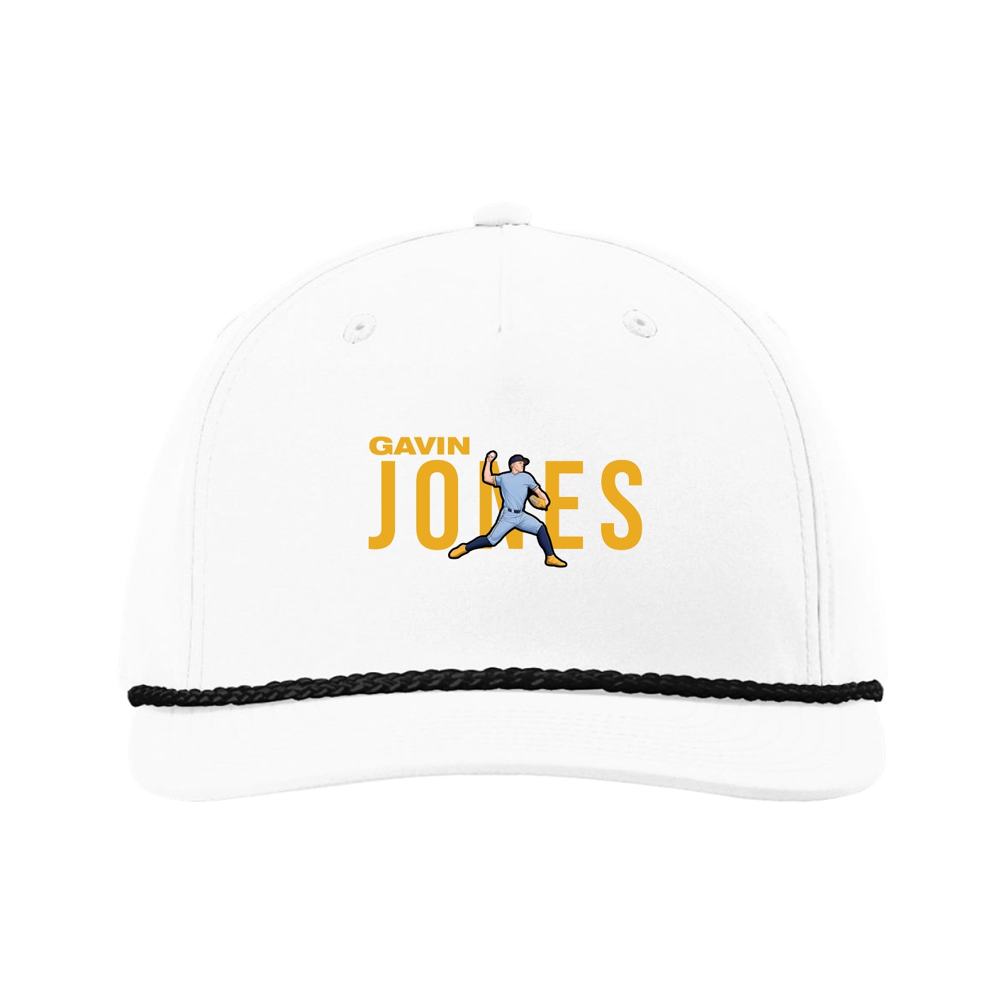 Five-Panel Classic Rope Cap — Player Name in White