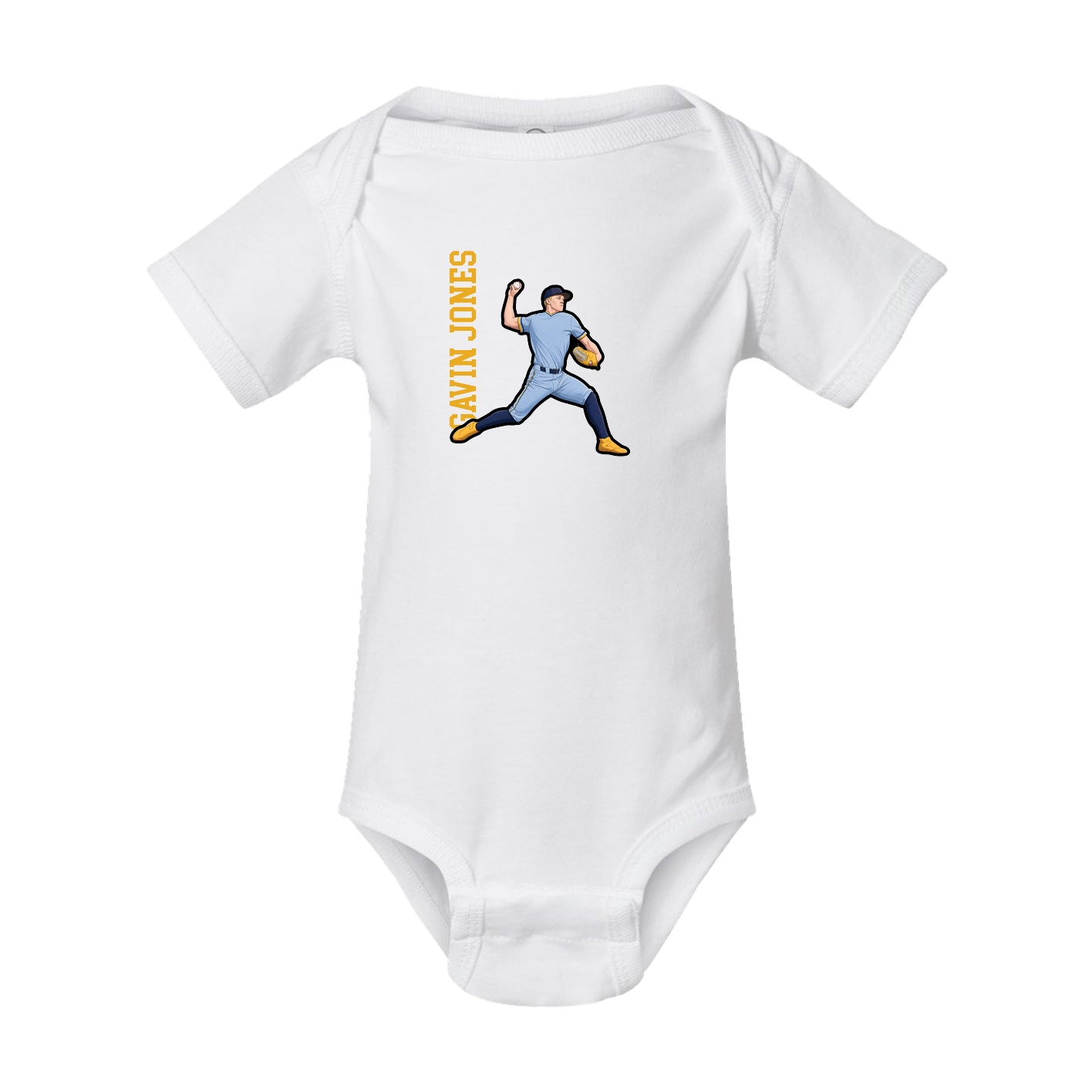 Baby Onesie — Name Vertical in White