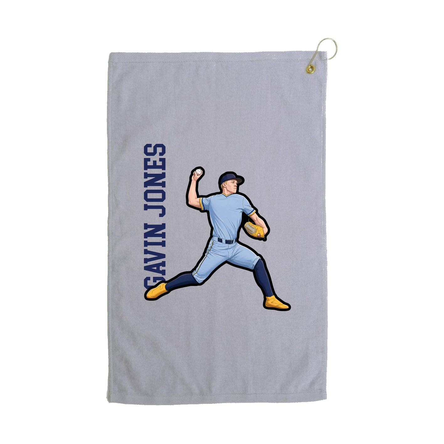 Golf Towel — Name Vertical in Grey
