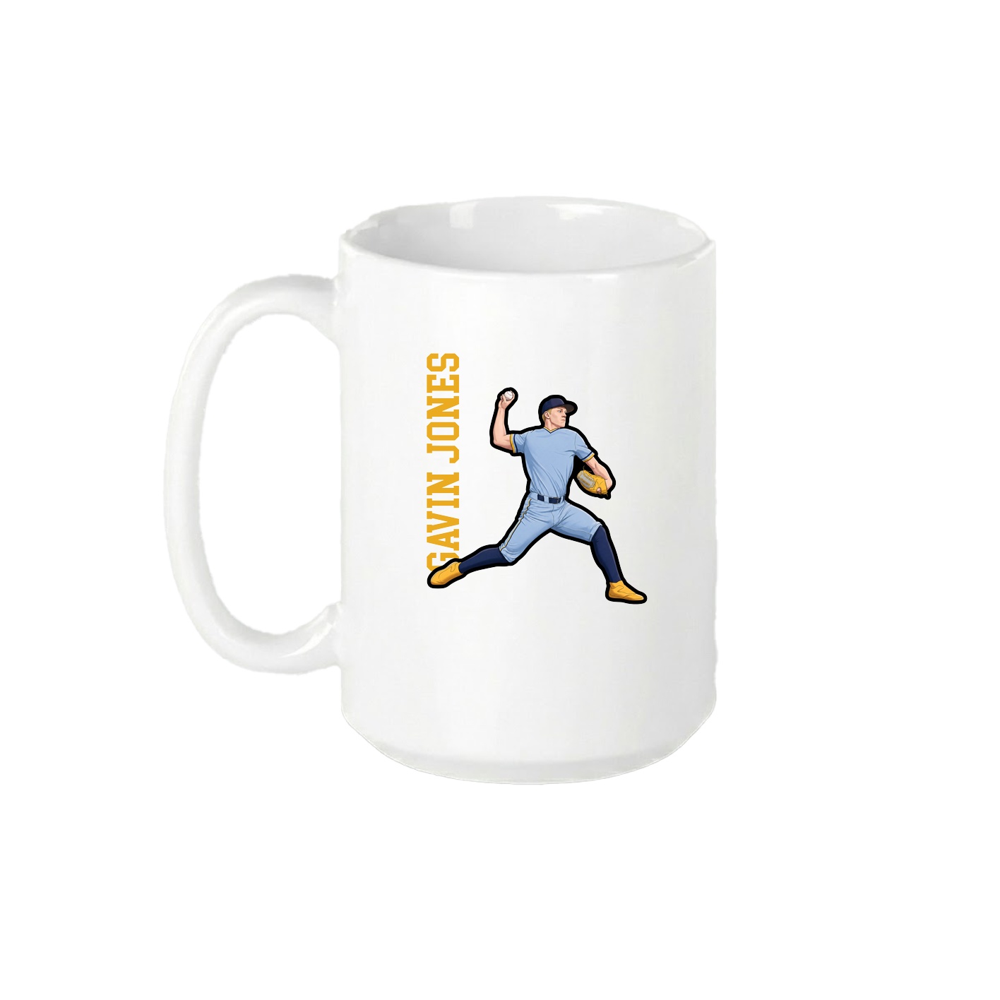 15oz Coffee Mug — Name Vertical in White