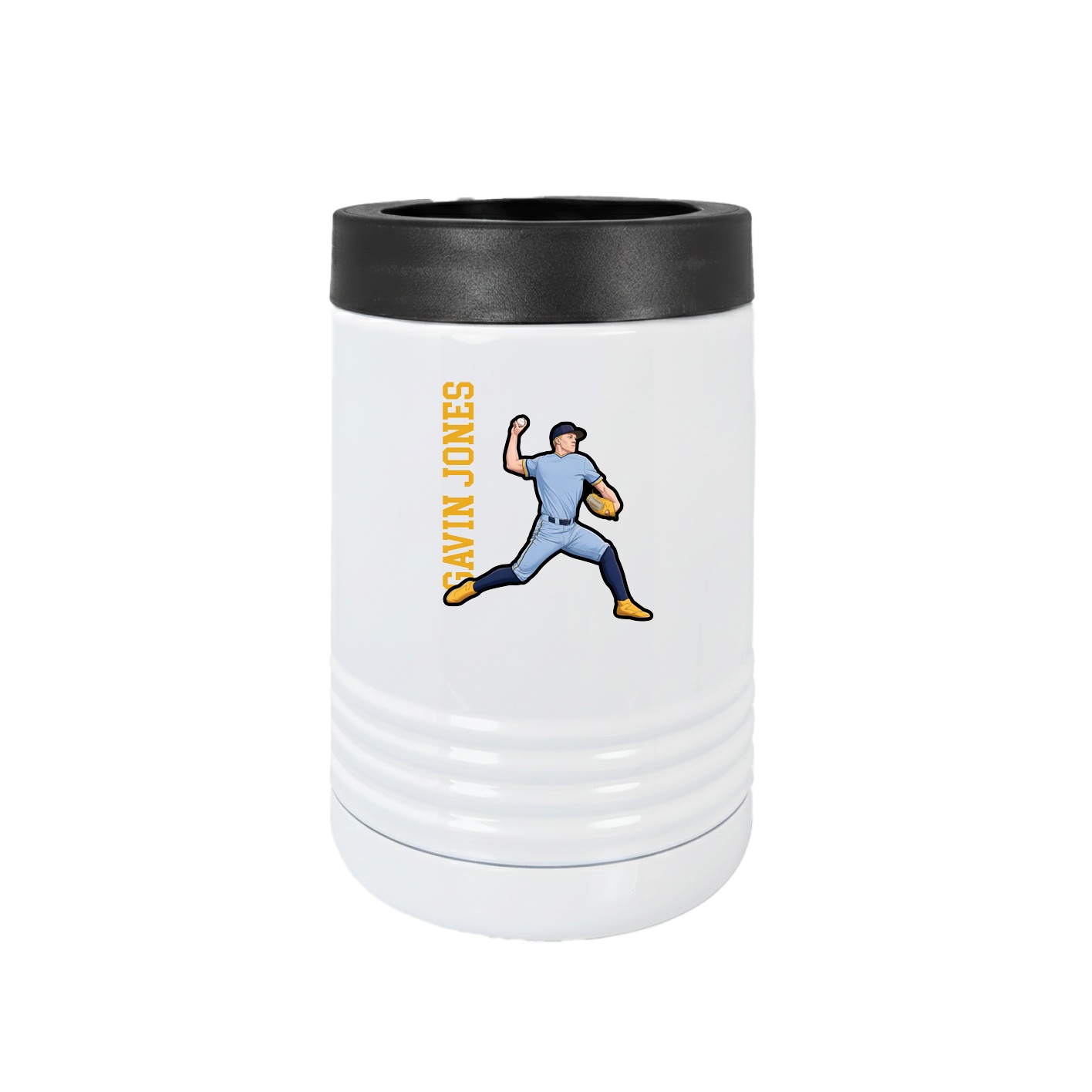 Beverage Holder — Name Vertical in White