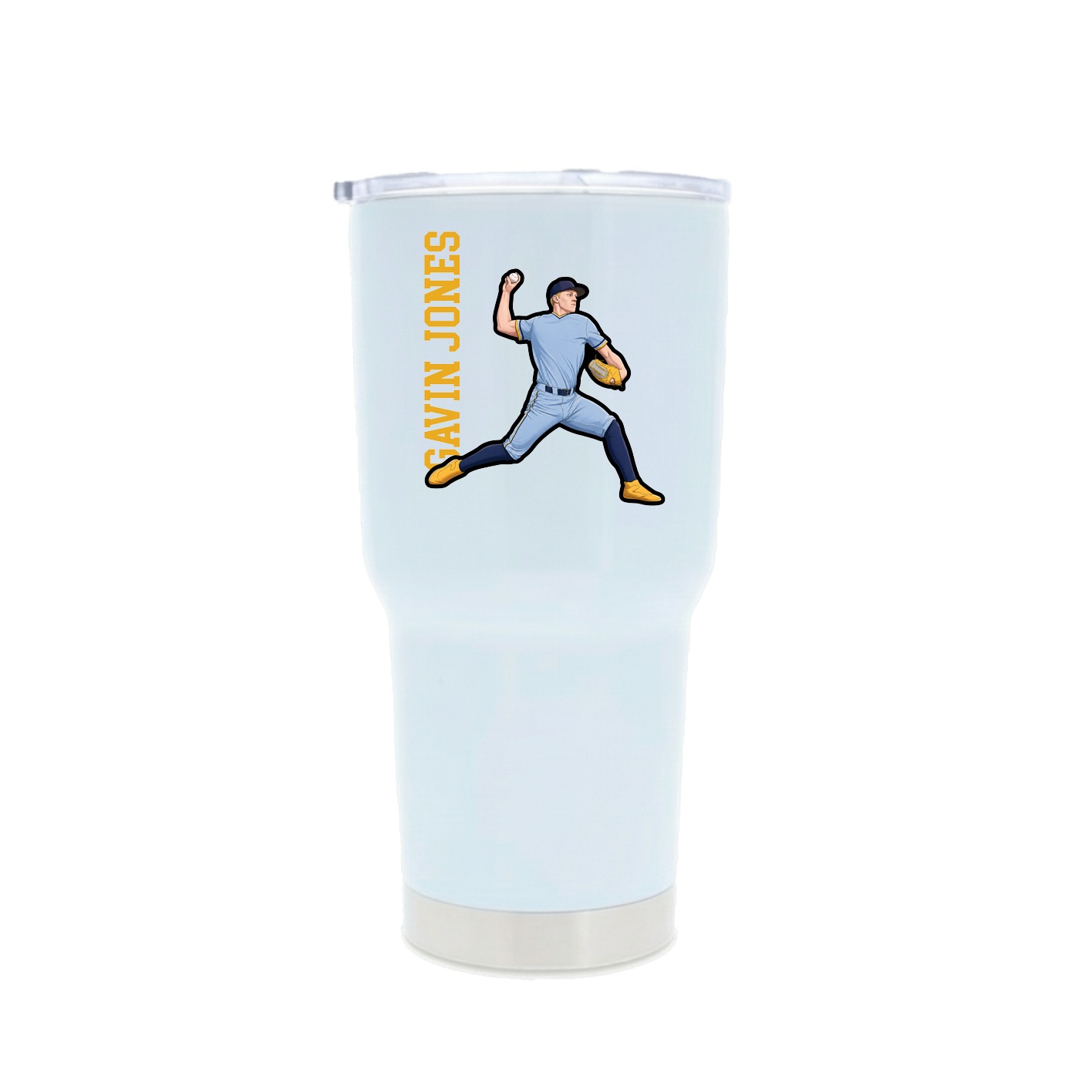 30oz Stainless Steel Tumbler — Name Vertical in White