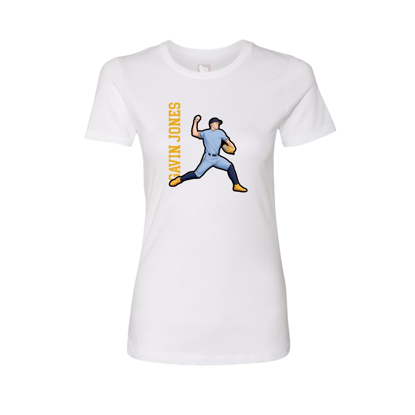 Fitted Women's Tee — Name Vertical in White