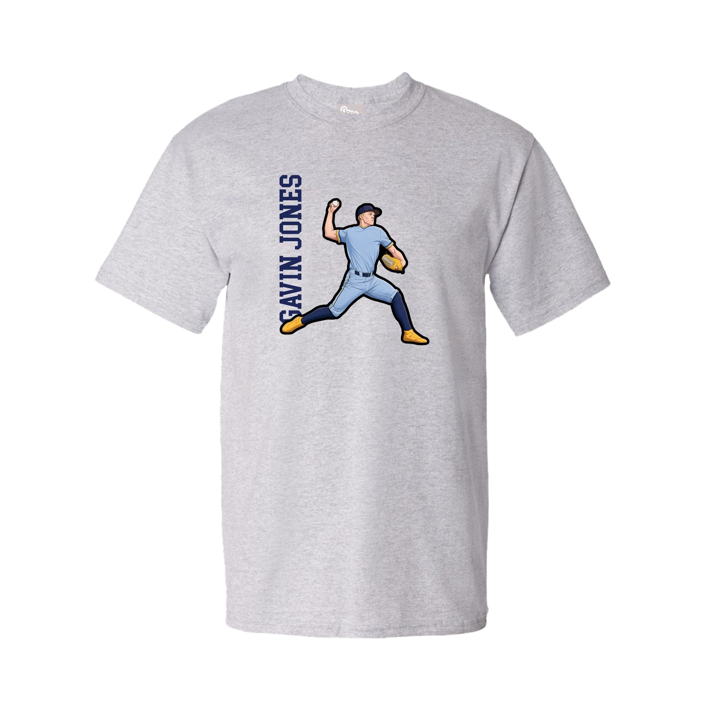 Youth Tee — Name Vertical in Grey
