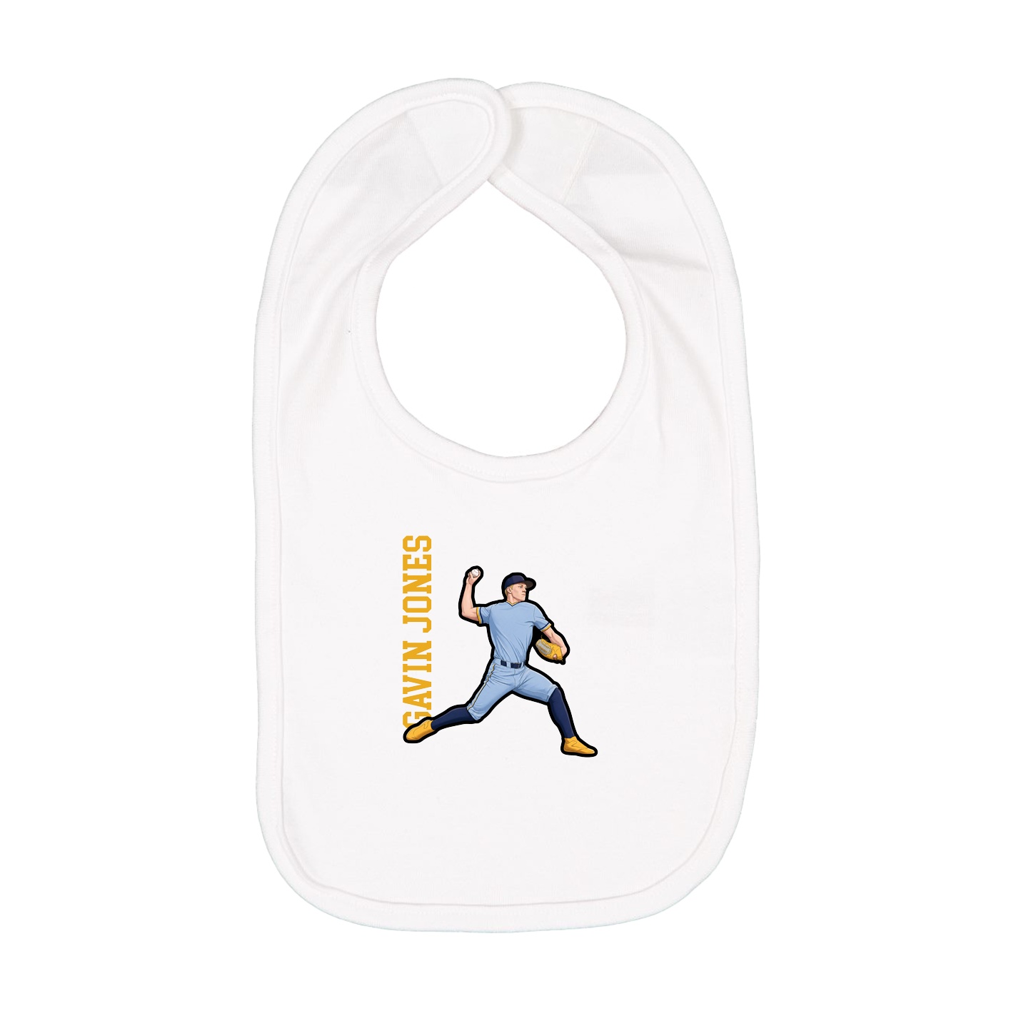 Infant Bib — Name Vertical in White