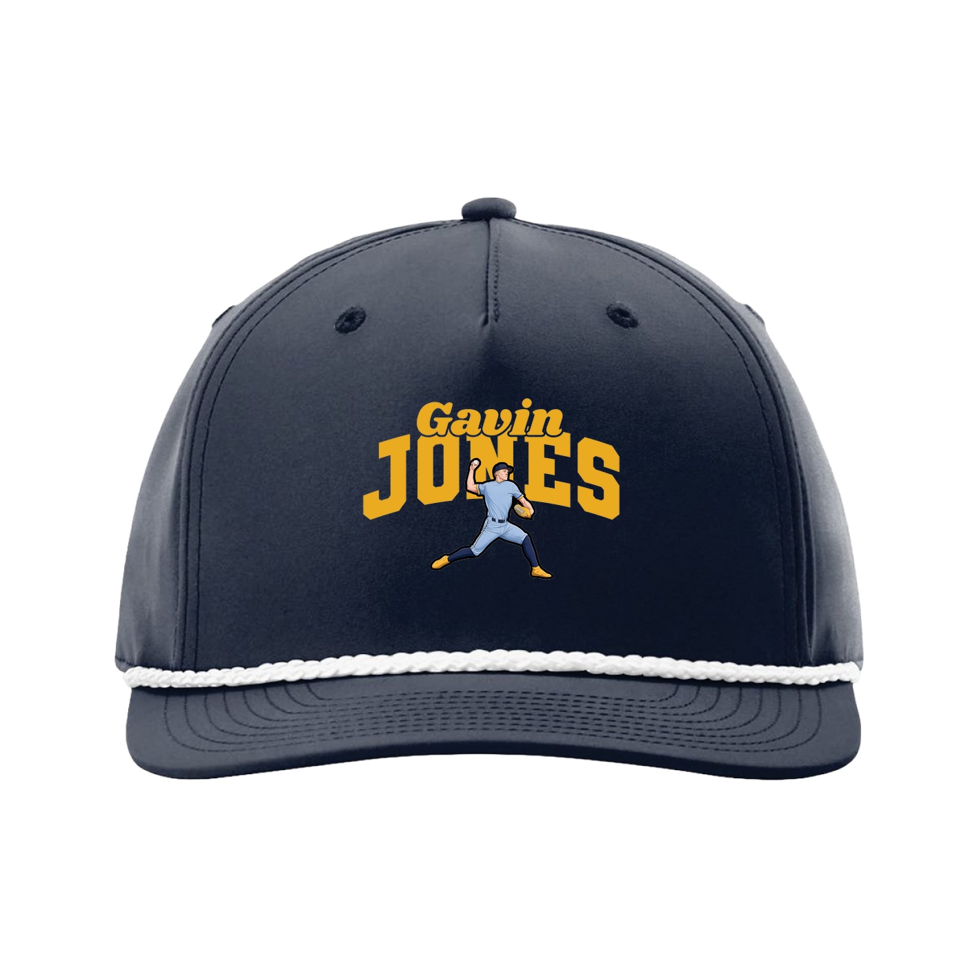 Five-Panel Classic Rope Cap — Signature Arch in Navy