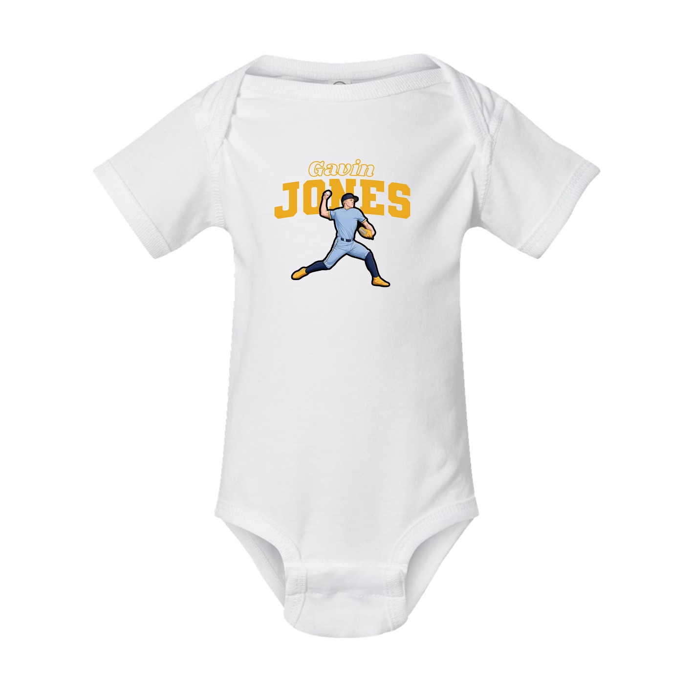 Baby Onesie — Name Arch in White