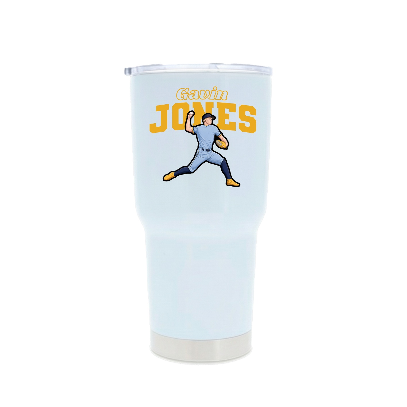 30oz Stainless Steel Tumbler — Name Arch in White