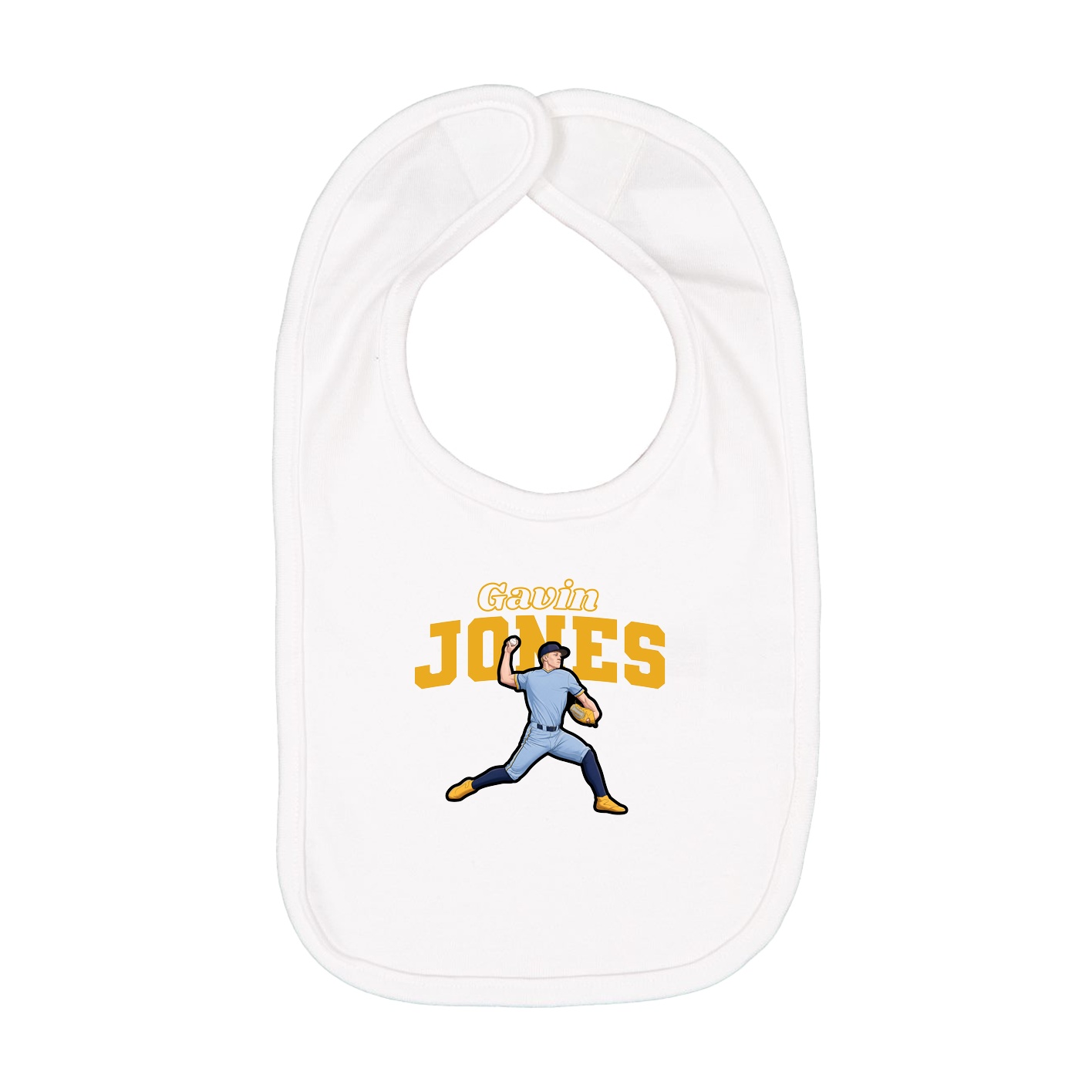 Infant Bib — Name Arch in White