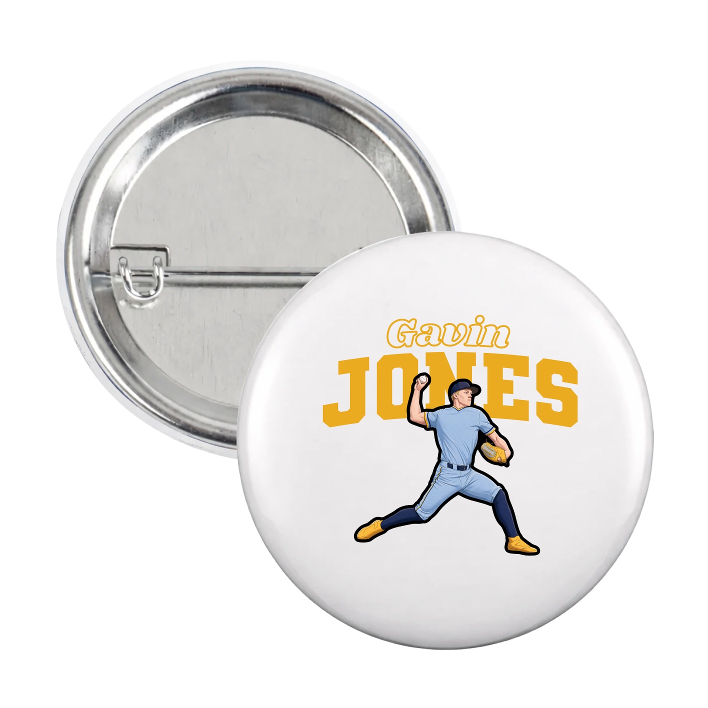 Game Day Button — Name Arch in White