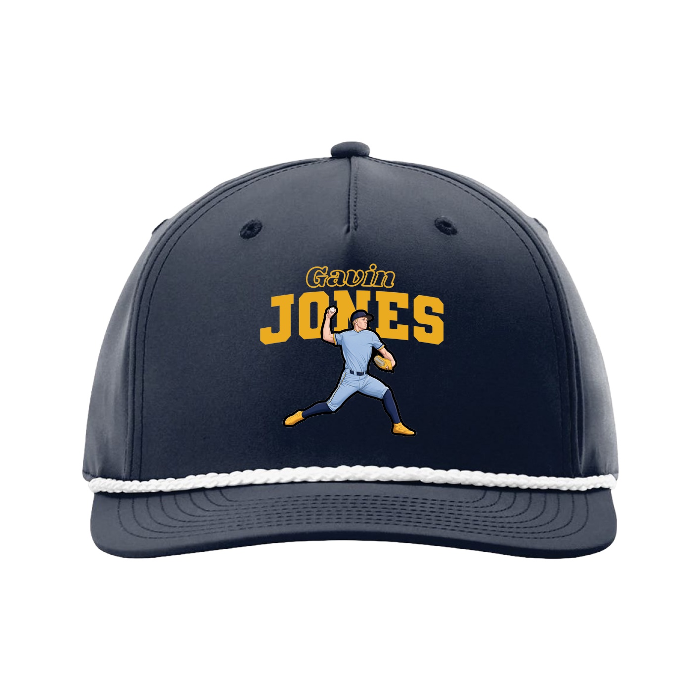 Five-Panel Classic Rope Cap — Name Arch in Navy