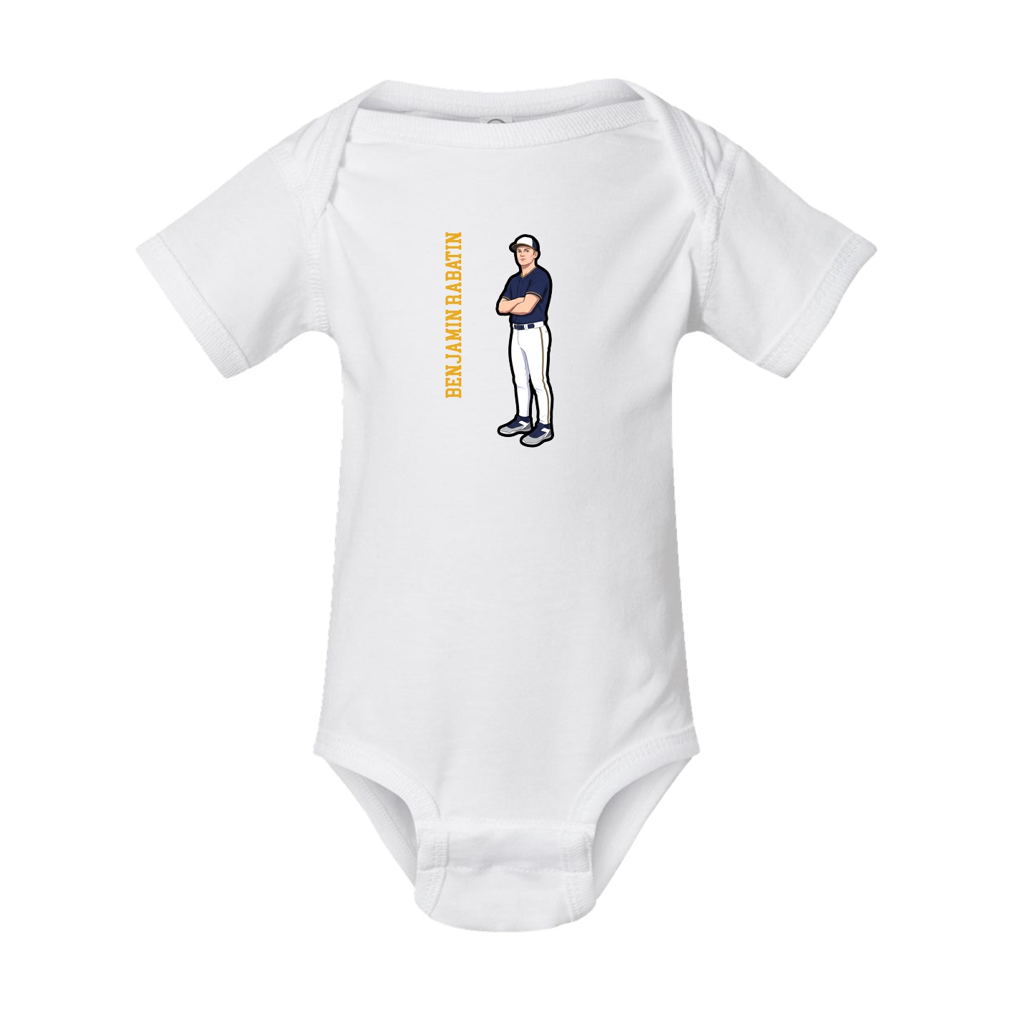 Baby Onesie — Name Vertical in White