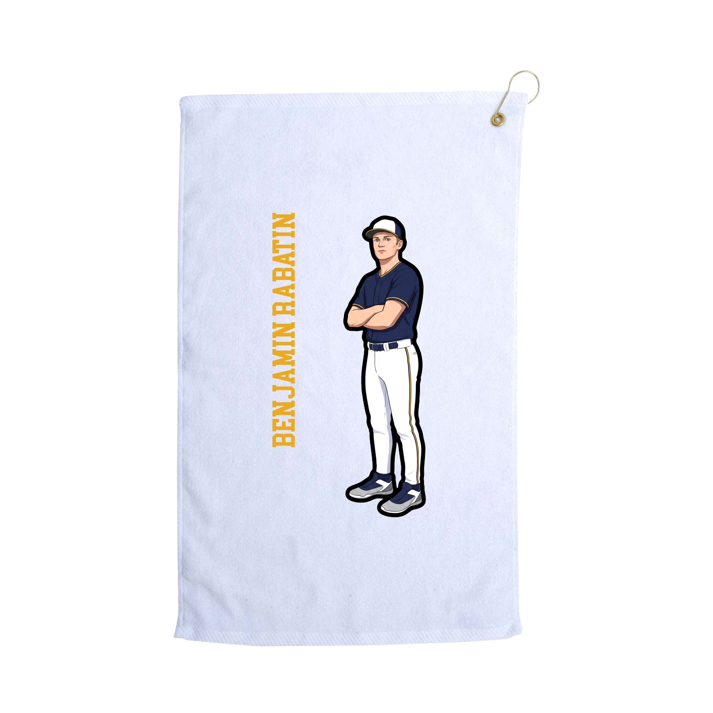 Golf Towel — Name Vertical in White