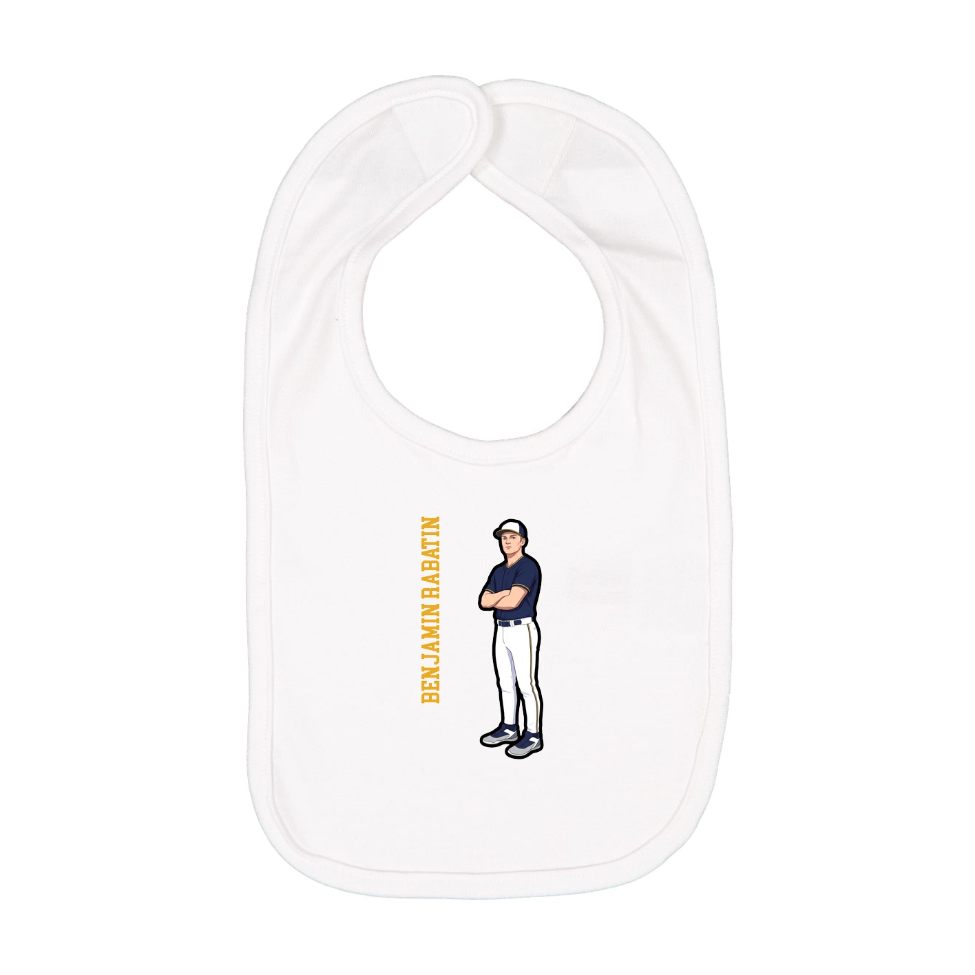 Infant Bib — Name Vertical in White