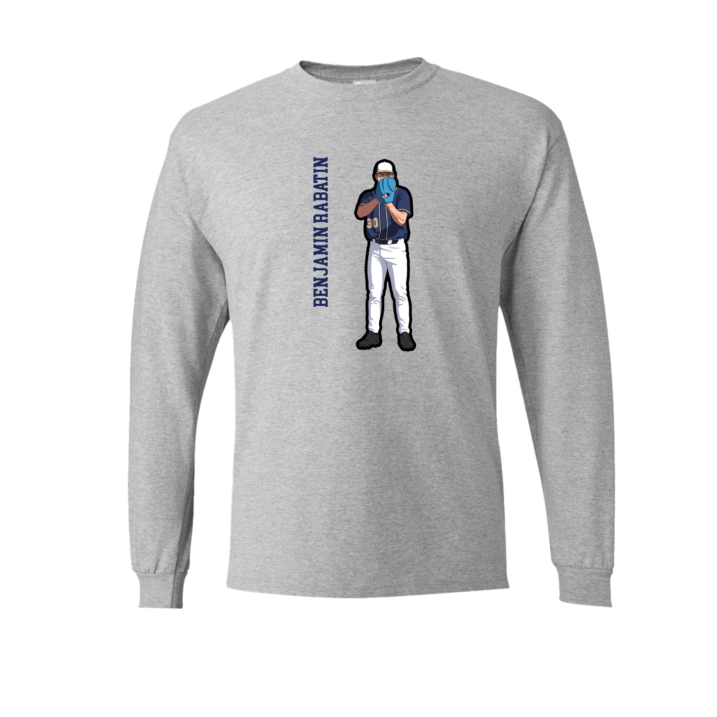 Long Sleeve Tee — Name Vertical in Grey
