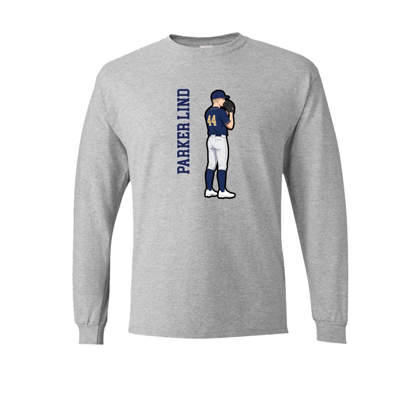 Long Sleeve Tee — Name Vertical in Grey