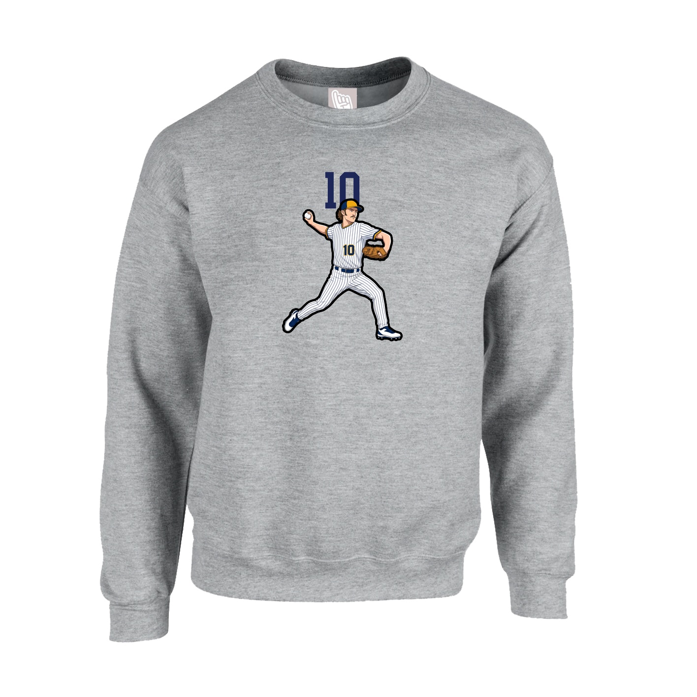 Fleece Crew — Number Top in Grey